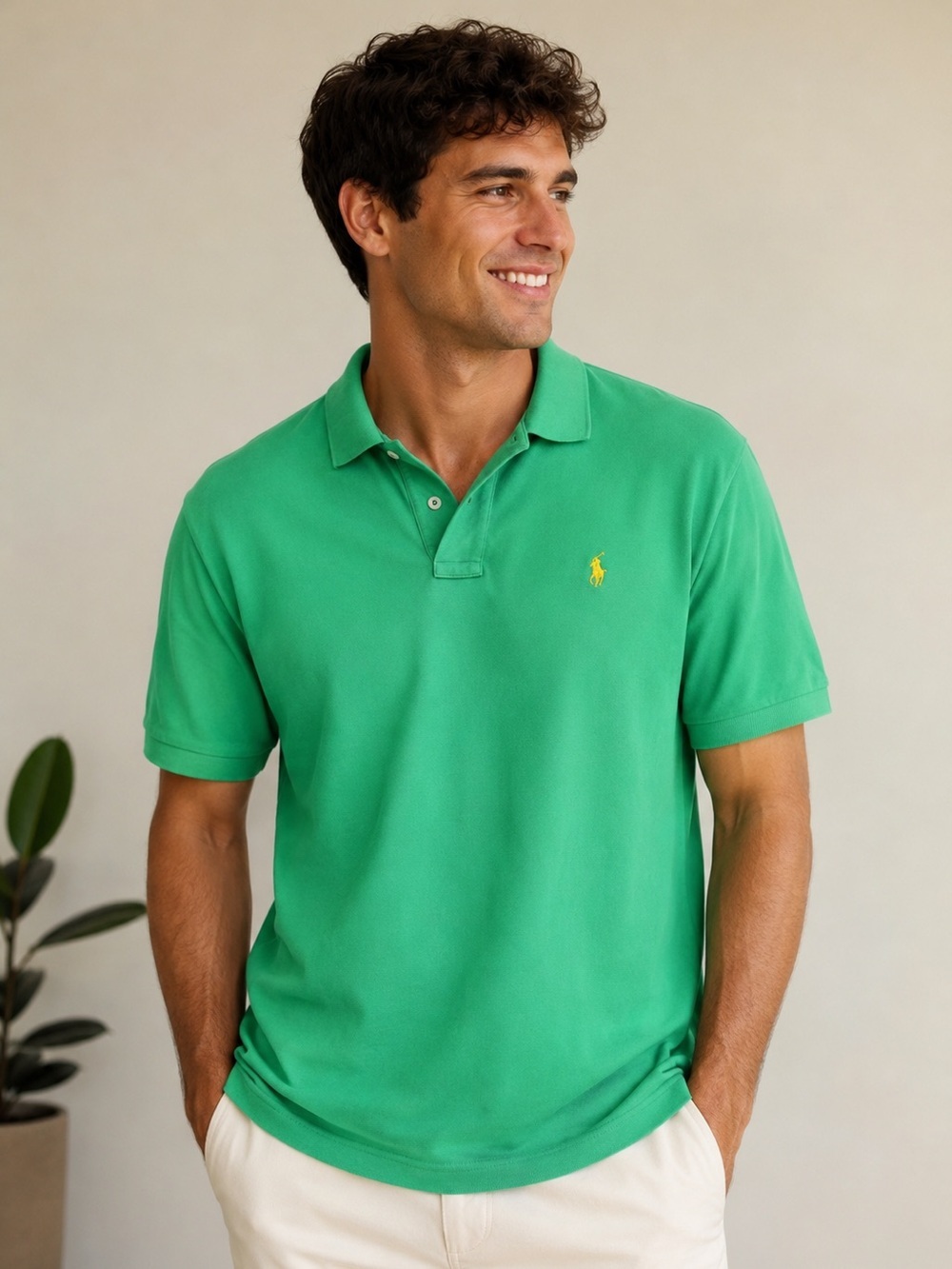 Polo Ralph Lauren Men’s XL Green Cotton Polo Shirt Yellow Pony Logo